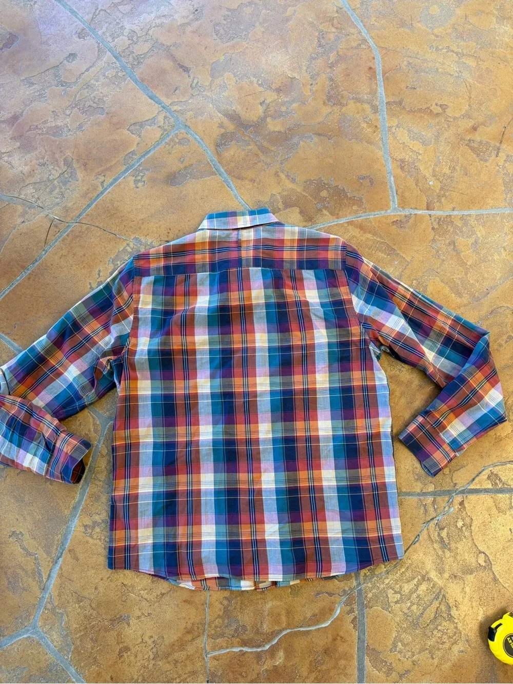 Banana Republic Slim Untucked Fit Plaid Button-Up Cotton Fall Colors- L